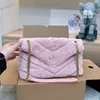 Women Designer Jumbo Fluffy Cloud Loulou Flap Bag Soft jagnięce wełna V-STITCH Złote litery Metalowy łańcuch sprzętowy z paskiem 5 kolorów 27,5 x 16 cm torebka na ramię krzyżowa