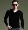 Men's T Shirts 2023 Autumn Men Fashion Long Sleeves Velour T-shirts Hip Hop Large Size Tops M-6XL 7XL V-Neck Solid Velvet