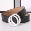 Designer Belt lyxiga kvinnors herrbälten Fashion Classical Bronze Big Smooth Buckle Real Leather Strap 3.8 cm svart färg Matchande presentförpackning Jul