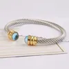 Bracelet manchette en acier inoxydable, perle bleue, bijoux à la mode, accessoires de poignet fins, ornement à la main, réalisable 2502