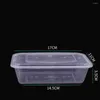 Take Out Containers 50pcs Transparent Fruit Carry Box Disposable Salad Meal Food Storage Packing (500ml) Tray