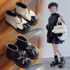 Stiefel Kinder Leder mit Schleife Schuhe Herbst Winter Mädchen süße Perle kurze Kinder Baby wasserdichte Knöchel