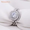 Newshe 1 9 Ct 2 Pcs Solid 925 Sterling Silver Wedding Ring Sets Engagement Band Fashion Jewelry For Women JR4844 wzw1913