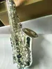 Nuovo sassofono basso Mark VI sassofono contralto placcato argento E Flat marca strumento musicale professionale sax con custodia in ottone. bocchino Spedizione gratuita