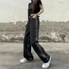 Kadın Kot Street Gradient All-Match Yüksek Bel Düz Bol Kadınlar Eski Hip Hop Kişiliği Y2K Denim Pantolon Femme