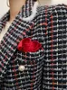 Womens Wool Blends Fashion Elegant Women Tweed Outwear Lady Casual Retro Tailored Collar Pearl Button Autumn Winter Femme Coat Street Jacket Mujer 231018