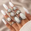 Solitärring Vintage Antik Silber Farbe Ringe Sets Bunte Opal Kristall Stein schnitzen für Frauen Männer Böhmischen Schmuck Anillos 6421 231019