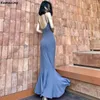 Casual Jurken Vrouwen Sexy Bodycon Zeemeermin Bruiloft Lange Jurk Zomer Elegante Backless Mouwloze Formele Gelegenheid Party Gewaad Koreaanse Kleding