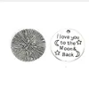 100шт античное серебро Подвески-подвески «Я люблю тебя до Луны и обратно» 25мм247L