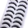 Falska ögonfransar Full 10pairs Super Fluffy 3D Mink Faux Natural Long Wispy Short Fake Makeup Beauty Extension Tools