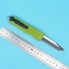 Green 7 Inch 616 Mini Automatic Tactical Knife 440C Black + Wire Drawing Blade Zinc-aluminum Alloy Handle EDC Pocket Knives