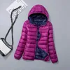 Parkas de plumón para mujer, chaqueta plegable para mujer, ultraligera, para acampar, senderismo, senderismo, abrigo de invierno impermeable, chaquetas acolchadas cálidas de doble cara para exteriores 231019