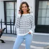 Chandails pour femmes Fitshinling Furry Plaid pull Jersey hauts en tricot vêtements d'hiver pull tricots mode pulls poilus