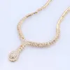 Women Italian Gold Color Crystal Necklace Earrings Bracelet Ring Wedding Party Gift Jewelry Sets Free Shipping