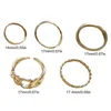 Clusterringen 5 pc's/set Korea mode gemengde minimalistische ringset geometrische ronde metaalgouden zilveren kleur manchet open sieraden voor vrouwen