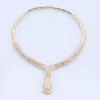 Women Italian Gold Color Crystal Necklace Earrings Bracelet Ring Wedding Party Gift Jewelry Sets Free Shipping