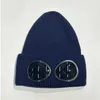 Kappen Linse Gläser Mützen Männer Hüte Winter Beanie zwei Schädel Outdoor Frauen Motorhaube Designer Brille Schwarz Grau Hut C.P Beanie/Totenkopf Rippstrick Luxus Unisex Warm Lässig