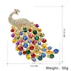 Brooches Colorful Rhinestone Peacock For Women Bird Animal Pin Elegant Accessories High Quality