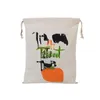 Halloween Candy Bag Gift Sack Treat eller Trick Pumpkin Printed Canvas Bags Hallowmas Christmas Party Festival Drawstring Påsar Simple