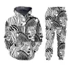 Herrspåriga LCFA Black White Zebra 3D Print Winter Jackets Suit Sportknapp T-shirt Pants 2 Piece Outfits Tracksuit Me313s