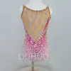 Dresses Red Simulation Flower Rhythmic Gymnastics Leotards Be Flash Diamond Girls Competition Performance