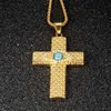 18K Gold Plated Stainless Steel Hip Hop Cross Necklace Jewelry Moissanite Crystal Evil Eye Pendant Charm