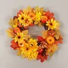 Couronnes de fleurs décoratives Couronnes d'automne pour porte d'entrée Couronne d'automne de 45 cm avec baies, citrouille, feuilles d'érable, décoration du festival de la récolte de Thanksgiving 231019