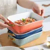 Baking Moulds Golden Side Baking Tray Rectangle Oval Ceramic Glaze Bakvormen Dishes Bake Pan Barbecue Salad Plate Oven Kitchen Bableware 231018