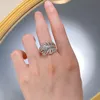 Handgemaakte Feather Moissanite Diamond Ring Real 925 Sterling Silver Party Wedding Band Ringen voor Vrouwen Engagement Sieraden Cadeau