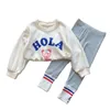 Clothing Sets Autumn Children's Fashionable Sports Set Baby Girl Sweater Leggings Two-piece Sets Girl Toddler Cartoon Alphabet Clothing 231019