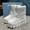 Womens Winter Waterproof Boots Designer Platform Heeled Ski Boot Lace-up Warm Fur Snow Booties Black White Size 35-41