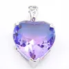 10Pcs Luckyshine Brand New Classic Heart Love Fashion Crystal Pendants Necklace 925 Silver Bi colored Tourmaline Zircon Pendants J265T