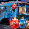 Décorations de Noël 2 pièces boules de Noël gonflables en PVC avec 2 rubans de Noël 24 '' boule d'ornements de décorations gonflables de Noël géantes 231019