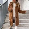 Wool Blends Women Women Trench Plush Plush Grunts Ontumn Winter Single Breasted Teddy Jacket Long Style Streetwear 231019