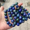 Strand Natural Stone Pärlor Phoenix Lapis unisex Elastic Bangle Round Armband för män Kvinnliga smycken gåvor
