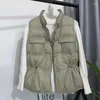 Gilets pour femmes col montant avec ceinture léger vers le bas coton gilet mode gilet hauts 2023 automne hiver veste femme