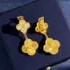 four leaf clover Earrings Made of natural shells and natural agate Gold Plated 18K designer for woman T0P quality highest counter quality jewelry 011