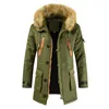 Mens Down Parkas Winter Coat Men Jacket Plush Fur Hooded Thicken Streetwear Hip Hop Military Trench Medium Parka 231018