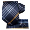 Cravates d'arc Hi-Tie Bleu Blanc Plaid Cravate de mariage pour hommes Handky Cufflink Set Fashion Designer Cravate Business Party Dropship