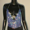 Kobiety dla kobiet 2023 Sexy Metal Rhinestones Crop Top dla kobiet Summer Y2K Tops Glitter Backless Crystals Camisole Vest Night Club Party