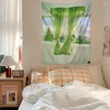 Tapisseries Green Window Scenery Tapestry Wall Hanging Boho Room Decor Art Esthetic Bedroom Tree Landscape