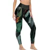 Pantalon actif Leggings à fleurs tropicales feuilles vertes personnalisé Yoga taille haute Fitness femmes rétro collants de sport sans couture