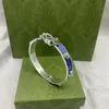 Italian design Thai silver 925 relief tiger head Blue Enamel Bracelet high quality letters men's and women's fashion bra248B