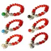 Natural Red Agate 10mm Strands Beaded Elastic Bracelets Engraved Namo Amitabha Buddha Beads Bracelet Reiki Healing Crystal Buddhis256N