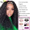 Perucas sintéticas Nicelight onda de água sem cola perucas de cabelo humano encaracolado headband indiano máquina feita peruca caber todos os tamanhos cabeça para mulheres negras 230227