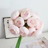 Flores decorativas 27 cabeças rosas flor falsa peônia buquê de seda artificial para nupcial casa decoração de casamento vaso de mesa organizar