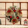 Juldekorationer Juldekorationer Pine Cone Wreath Red Ball Decoration Wreath Door High-klass Pine Needle Wreath Ornament 231019