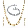 Роскошный дизайнерский браслет-подкова, серьги, ожерелье, женское ожерелье из нержавеющей стали, модные простые парные цепочки, ожерелья, ювелирные изделия, подарок Gir344N