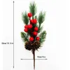 Decorazioni natalizie Calzini natalizi lavorati a maglia Albero di Natale Appesi Mini calzini Ramo artificiale di bacche rosse 2023 Navidad Regalo decorativo di Capodanno x1019