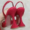 Scarpe da banchetto con strass di lusso sandalo con tacco alto in cristallo con fiocco designer slingback scarpe eleganti da donna amina muaddi scarpe formali scarpe moda C1019